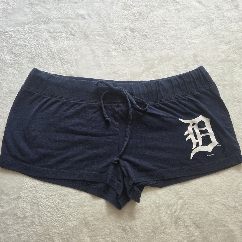 Vintage MLB Detroit Tigers Micro Mini Cotton Blend Shorts Y2k Sz. Med Low Rise